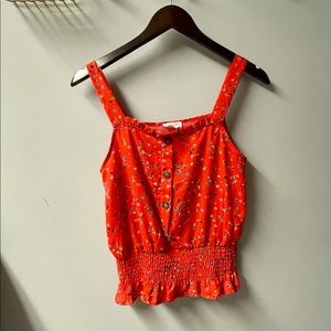 Floral Red Tank, Cropped